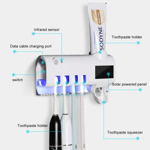 Intelligent UV Toothbrush Sterilizer Automatic Toothpaste Squeezer Toothbrush Toothpaste Rack - Image 4