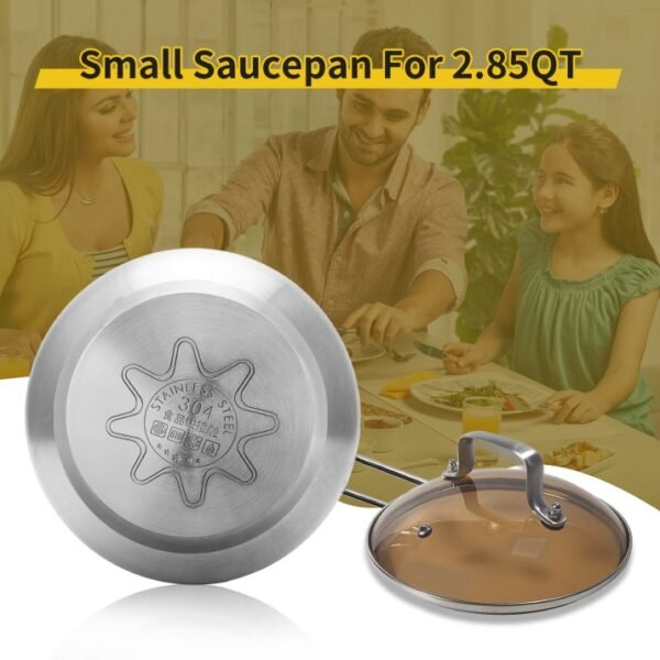 WANGYUANJI Non-Stick Stainless Steel Saucepan With Lid, 2.85QT Small Soup Pot For All Stoves, Oven Save, Dishwasher Safe - Image 5