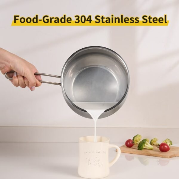 WANGYUANJI Non-Stick Stainless Steel Saucepan With Lid, 2.85QT Small Soup Pot For All Stoves, Oven Save, Dishwasher Safe - Image 2