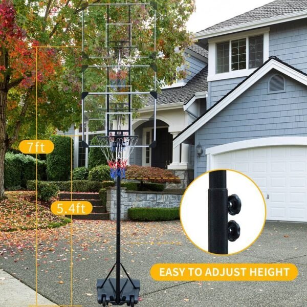 Portable Basketball Hoop Stand W Wheels 5.4ft  7ft For Indoor Outdoor Basketball - Image 4