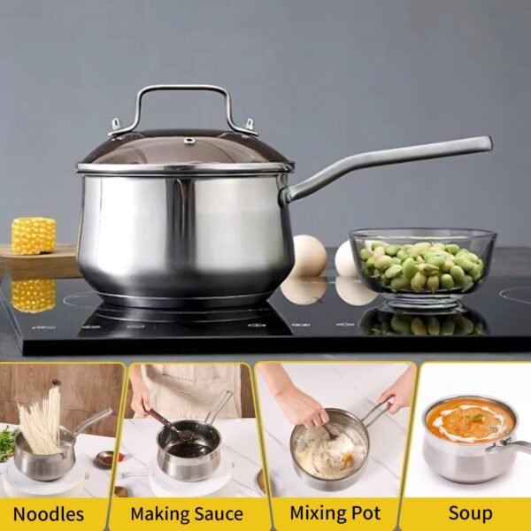 WANGYUANJI Non-Stick Stainless Steel Saucepan With Lid, 2.85QT Small Soup Pot For All Stoves, Oven Save, Dishwasher Safe - Image 4