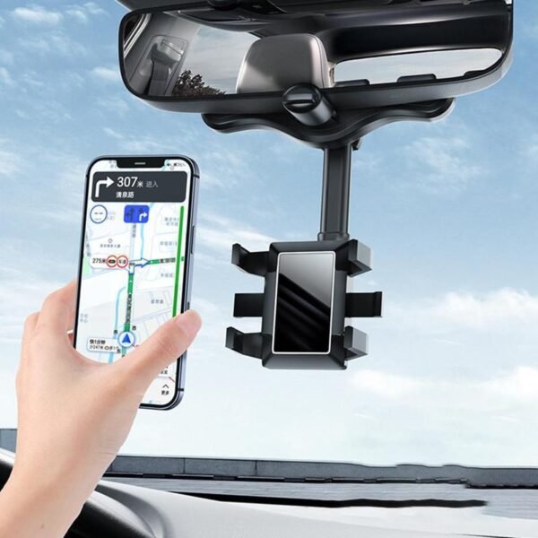 Rearview Mirror Phone Holder For Car Rotatable And Retractable Car Phone Holder Multifunctional 360 Rear View Mirror Phone Holder Suitable For All Mobile Phones And All Car - Image 10