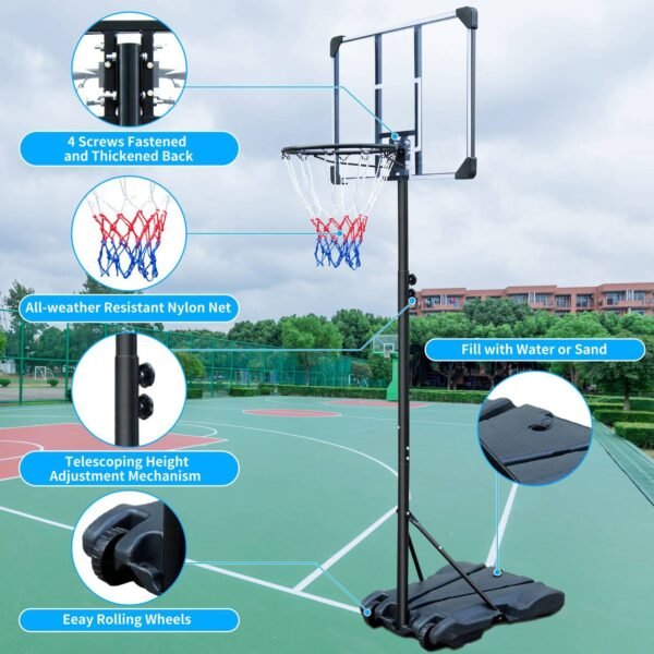 Portable Basketball Hoop Stand W Wheels 5.4ft  7ft For Indoor Outdoor Basketball - Image 3